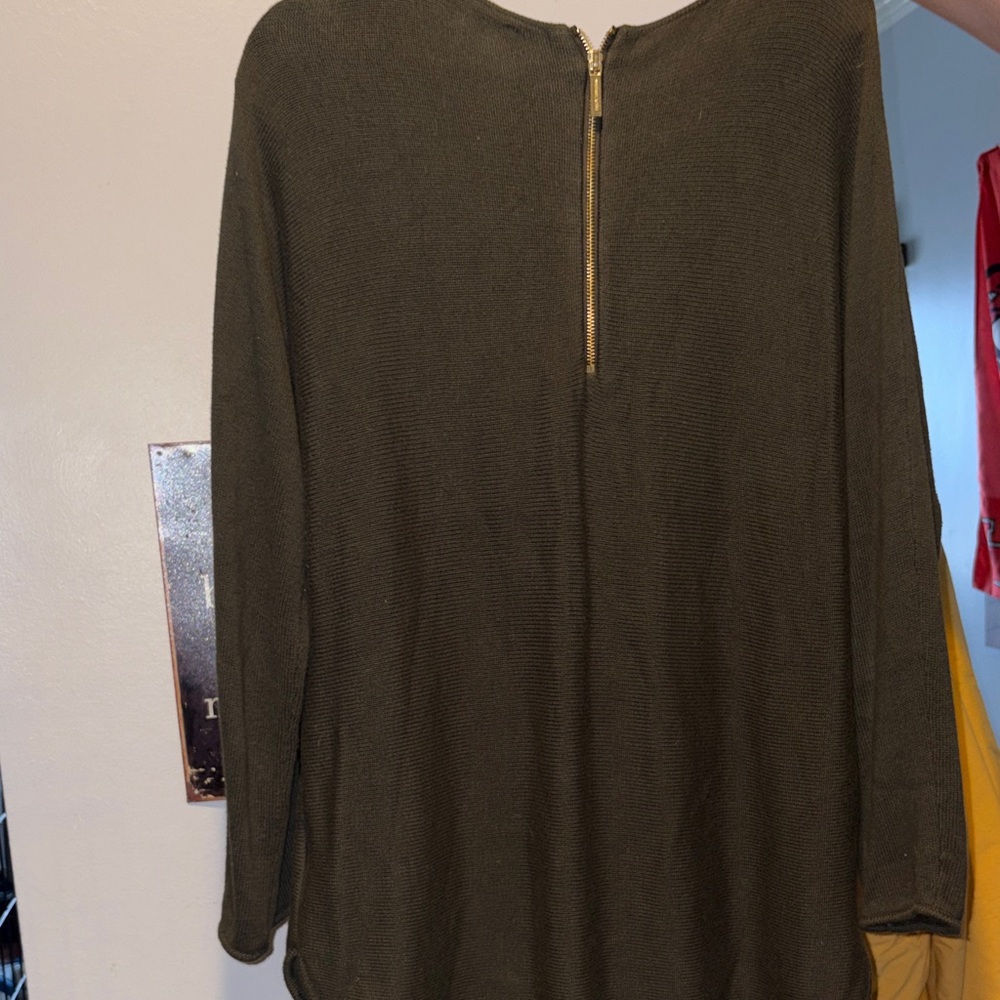 Michaels Olive Green Women's Sweatshirt with Gold Zipper